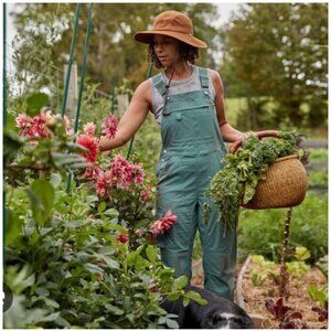 Duluth Trading Heirloom Gardening Bib Overalls Womens 2XL Green Utility Pockets